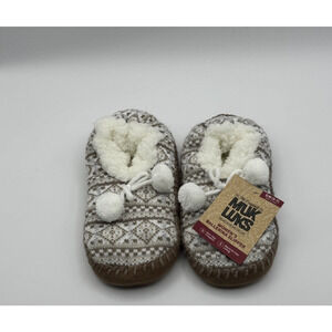 Muk Luks Women's Ballerina Warm & Cozy Slipper, White/Tan, S/M Size 5-7, New